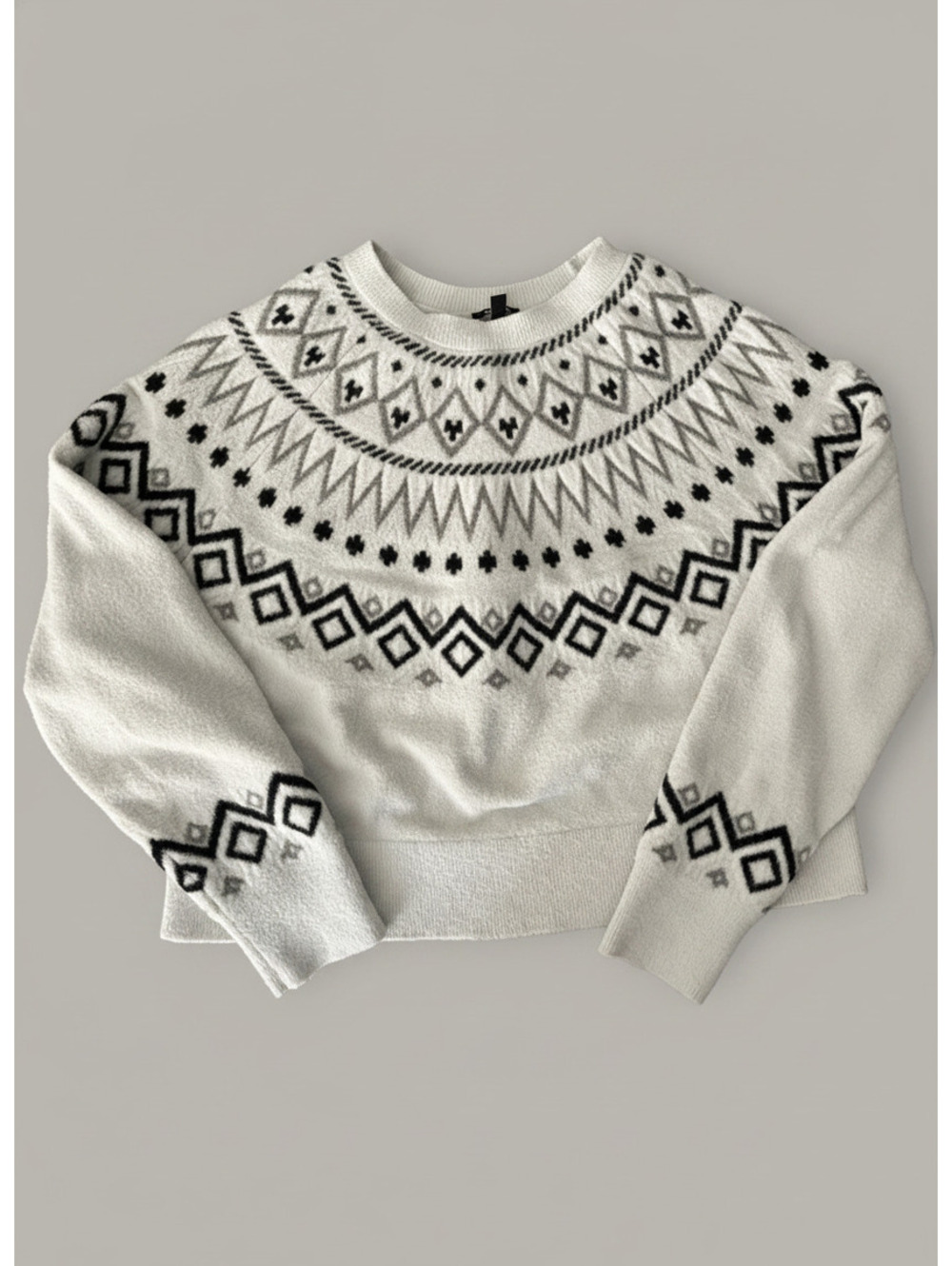 Express Indie Y2K 90s Geometric Fair Isle Pullover Cottage Nordic Sweater S